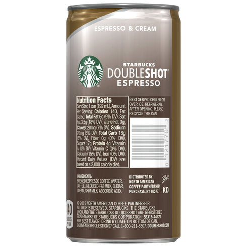Starbucks Doubleshot Espresso Coffee Cans, 12 pk./6.5 fl. oz.